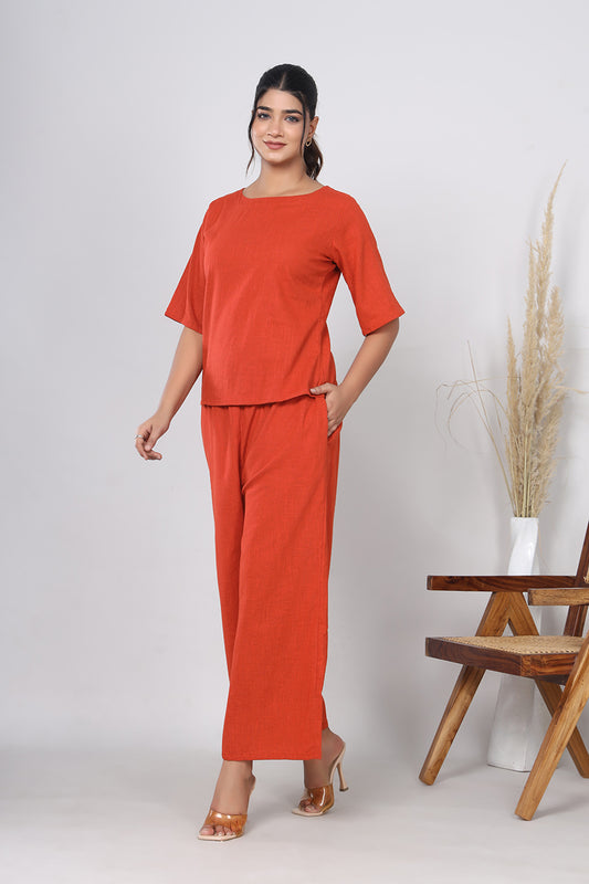 Orange Co-ord Set Srishti - Chic & Stylish Outfit Cord Set srishti-orange-co-ord-set-srishti-model-view