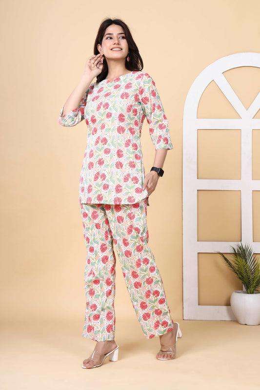 Srishti Textile Cotton Comfort Clothing Set for Women Cord Set srishti-textile-cotton-comfort-clothing-set-floral-pattern