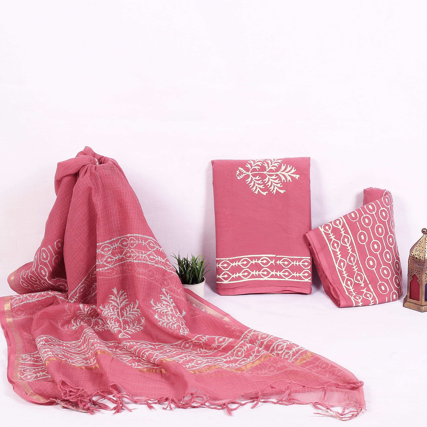 Srishti Textile Unstitched Cotton Suit with Kota Doria Dupatta Unstiched cotton Suit Dress Material unstiched-cotton-suit-with-kota-doria-dupatta-pink-embroidered-_1