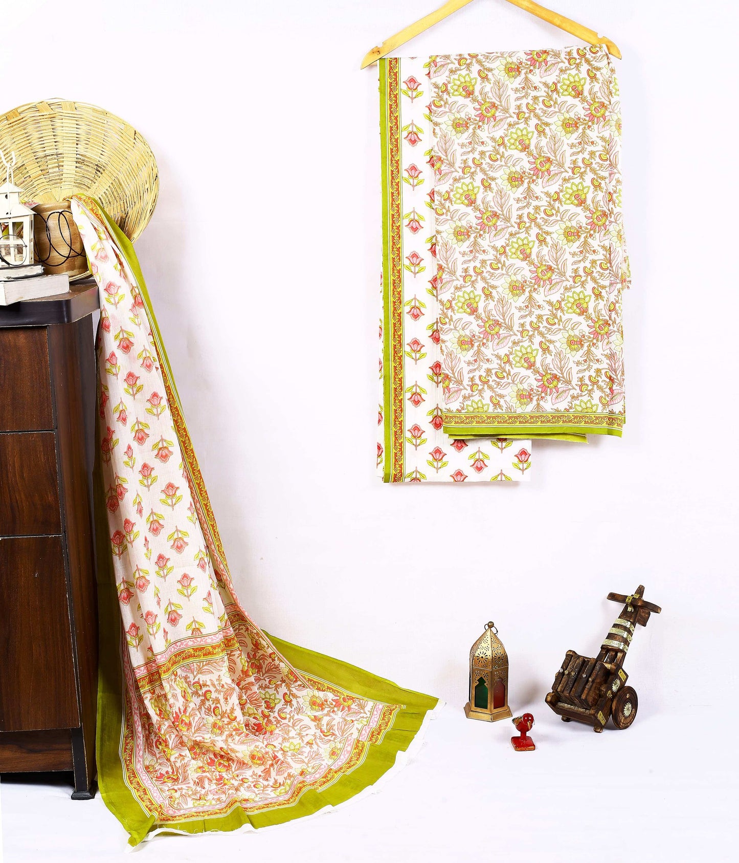 Srishti Textile White Floral Dress Fabric Material Unstiched cotton Suit Dress Material white-floral-dress-fabric-pink-flowers-on-white-background-_1