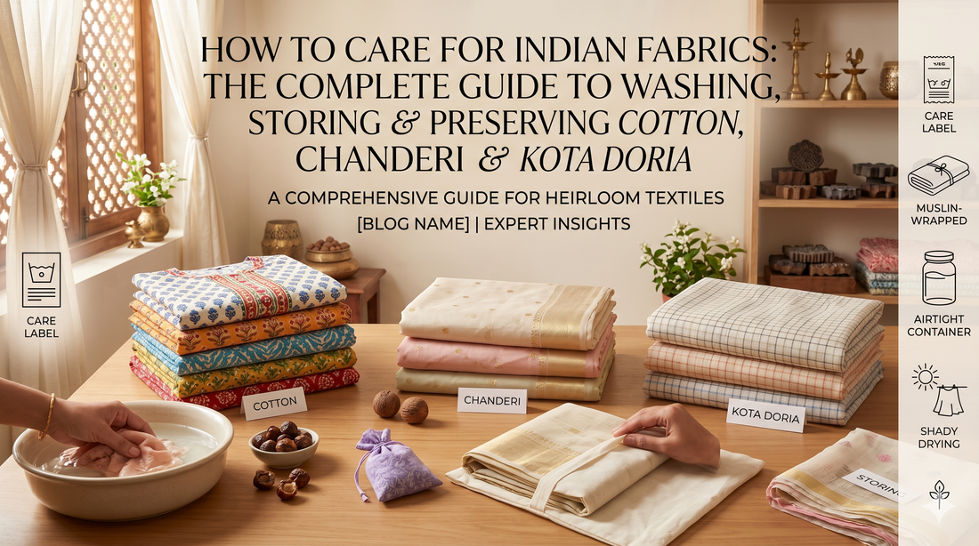 How to Care for Indian Fabrics: The Complete Guide to Washing, Storing & Preserving Cotton, Chanderi & Kota Doria