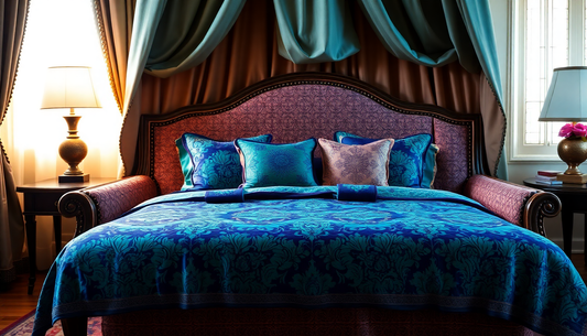 Elevate Your Bedroom Oasis with Srishti Textile's Exquisite Diwan Set Bedsheets