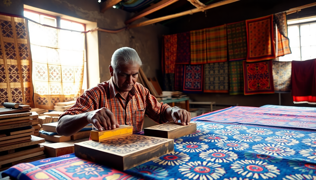 Handcrafted Perfection: Srishti Textile's Bagru Block Printing Process