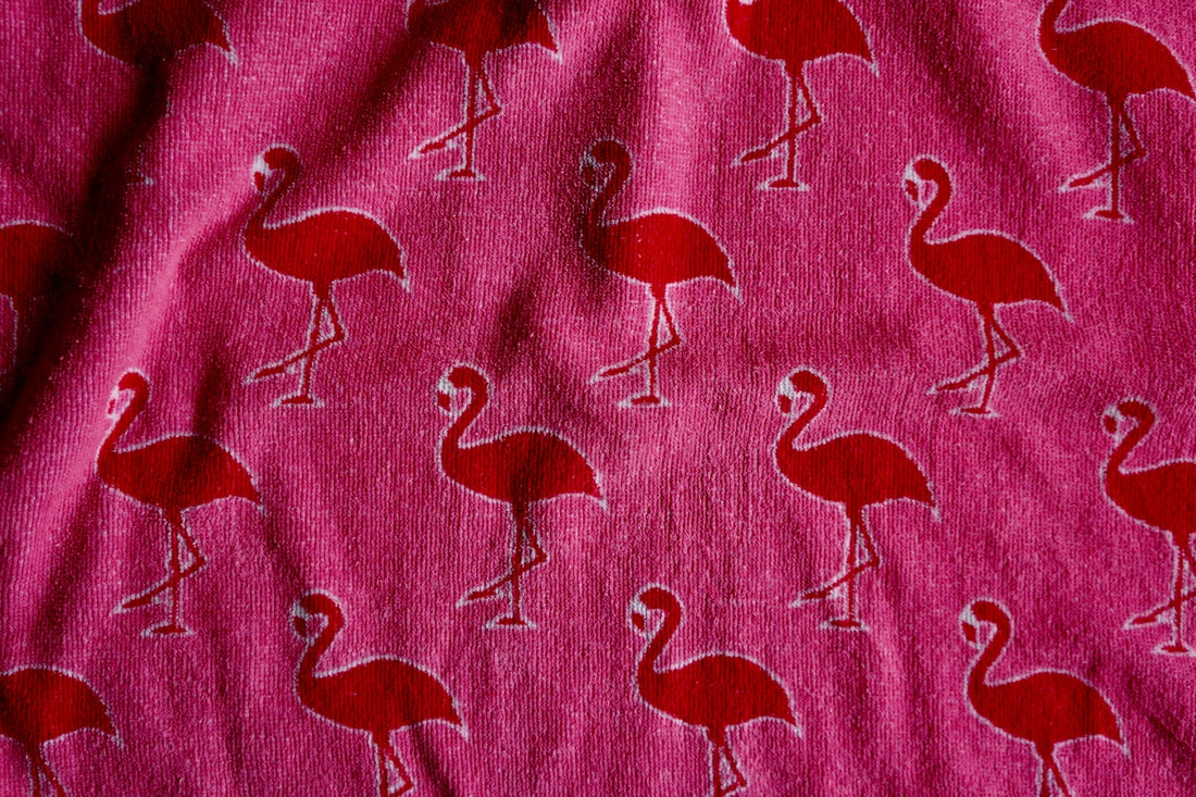 pink and white heart textile