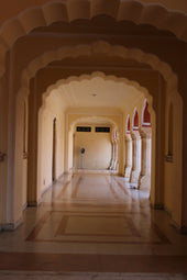 a hallway with a door