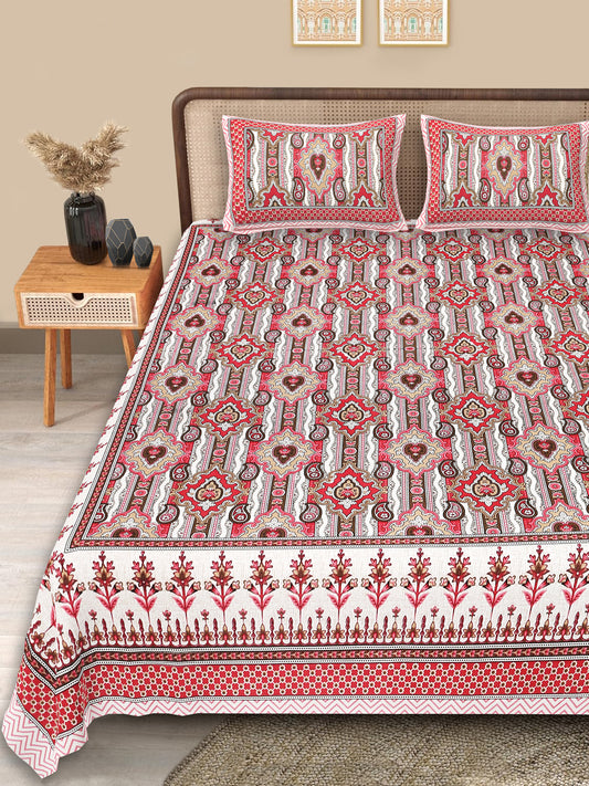 Srishti Textile Cotton King Size Bedsheet | Jaipuri Floral Print