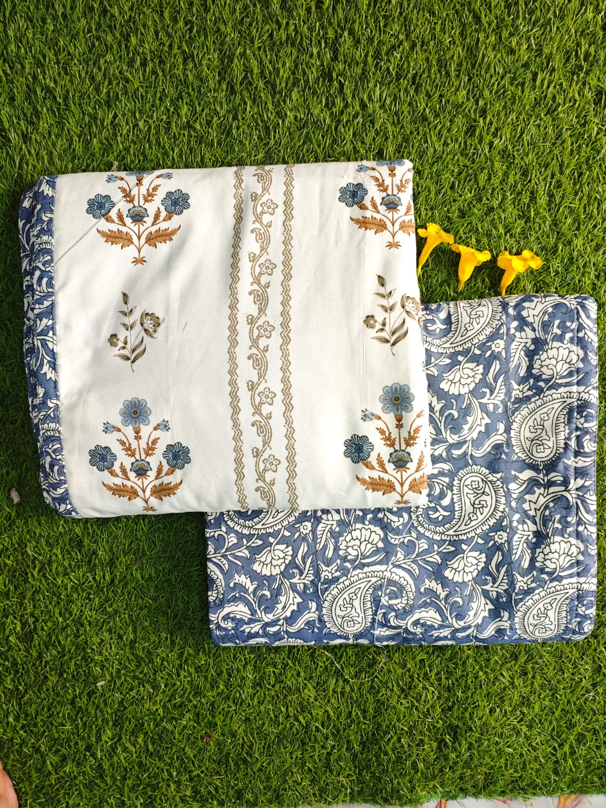 Reversible Navy Paisley Floral Single Bed Dohar Pack of 2 58 x 87 Inch Dohar 1-NCk37Jnm1vRhVICUeqkGGHXfyZ6r2MI_w2000