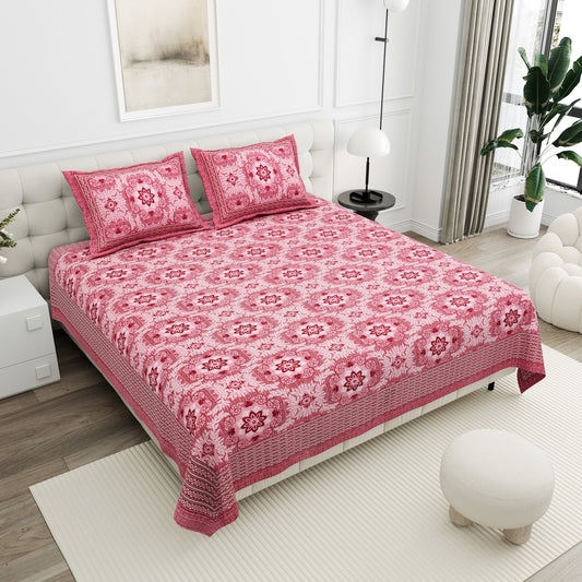 Gulabi Rose Medallion Cotton Double Bedsheet 90x108 with 2 Pillow Covers Bedsheet 1-dlv02QGUDtAiOKuovMVE-LvDFjrMMhl_w2000