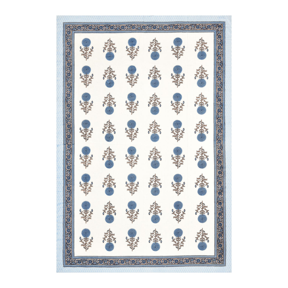 Elora Blue Marigold Buta Murugan cotton single bedsheet 60x90 with pillow cover – blue – wholesale Jaipur – view 4