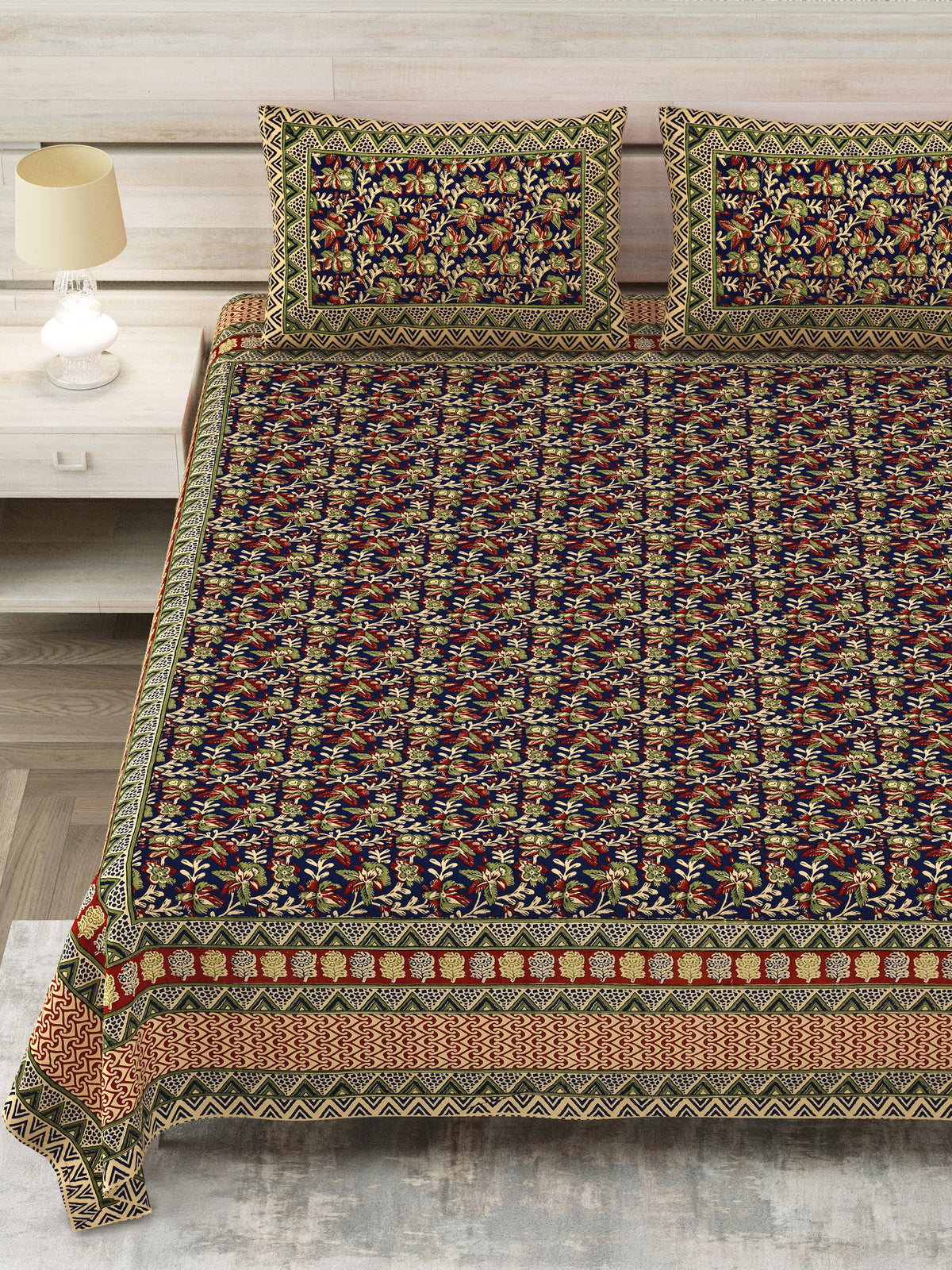 Royal Sanganer Olive Kalamkari Jaal Pure Cotton Double Bedsheet 90x108 with 2 Pillow Covers Bedsheet 1-uYRupf95dGPucj5KmRxpctvqfgsk4xH_w2000