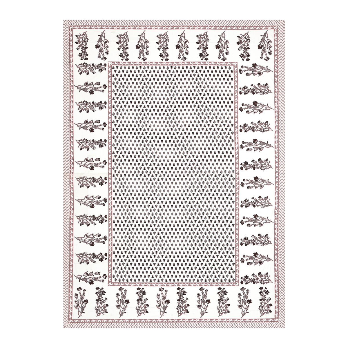 Elora Mauve Grey Buti Border Murugan cotton single bedsheet 60x90 with pillow cover – mauve grey – wholesale Jaipur – view 3