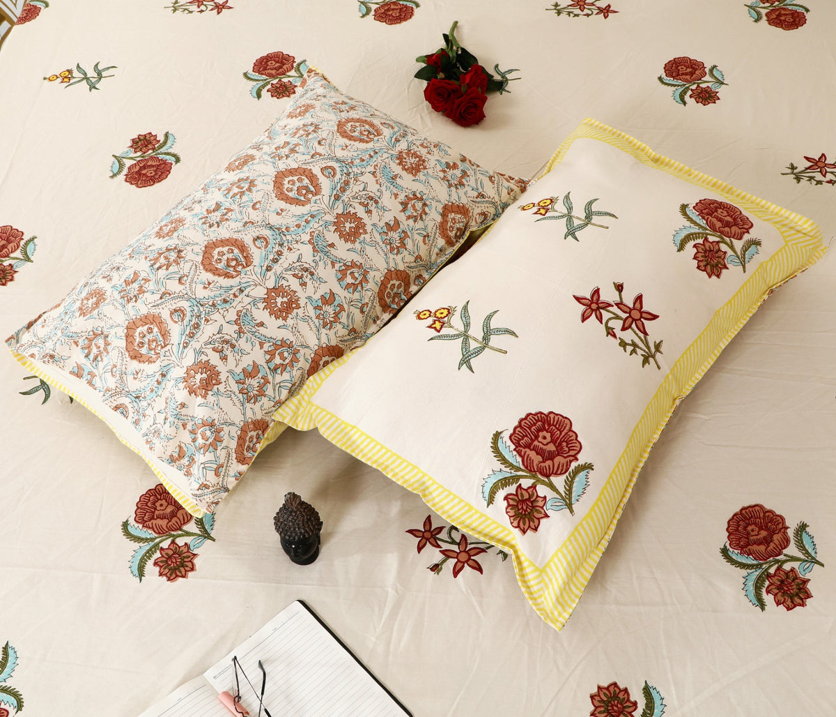Prakriti Yuvraj Red Rose Yellow Border Pure Cotton King Size Bedsheet 108x108 with 2 Pillow Covers Bedsheet 10hTsSA2gFmn4mNuuKXMgHRwh-z8mIFLz_w2000