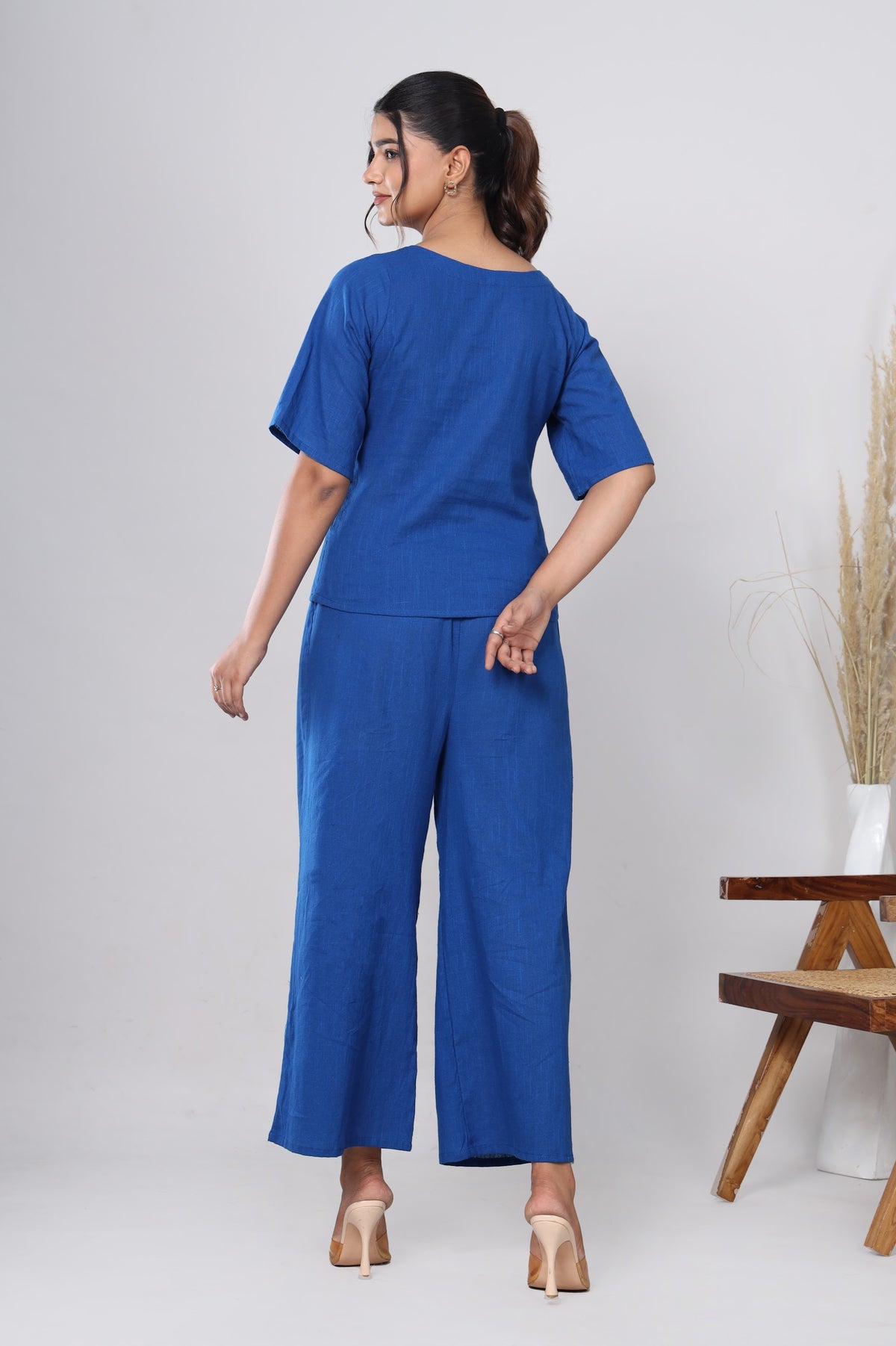 Royal Blue solid co-ord set – make to order wholesale – view 2