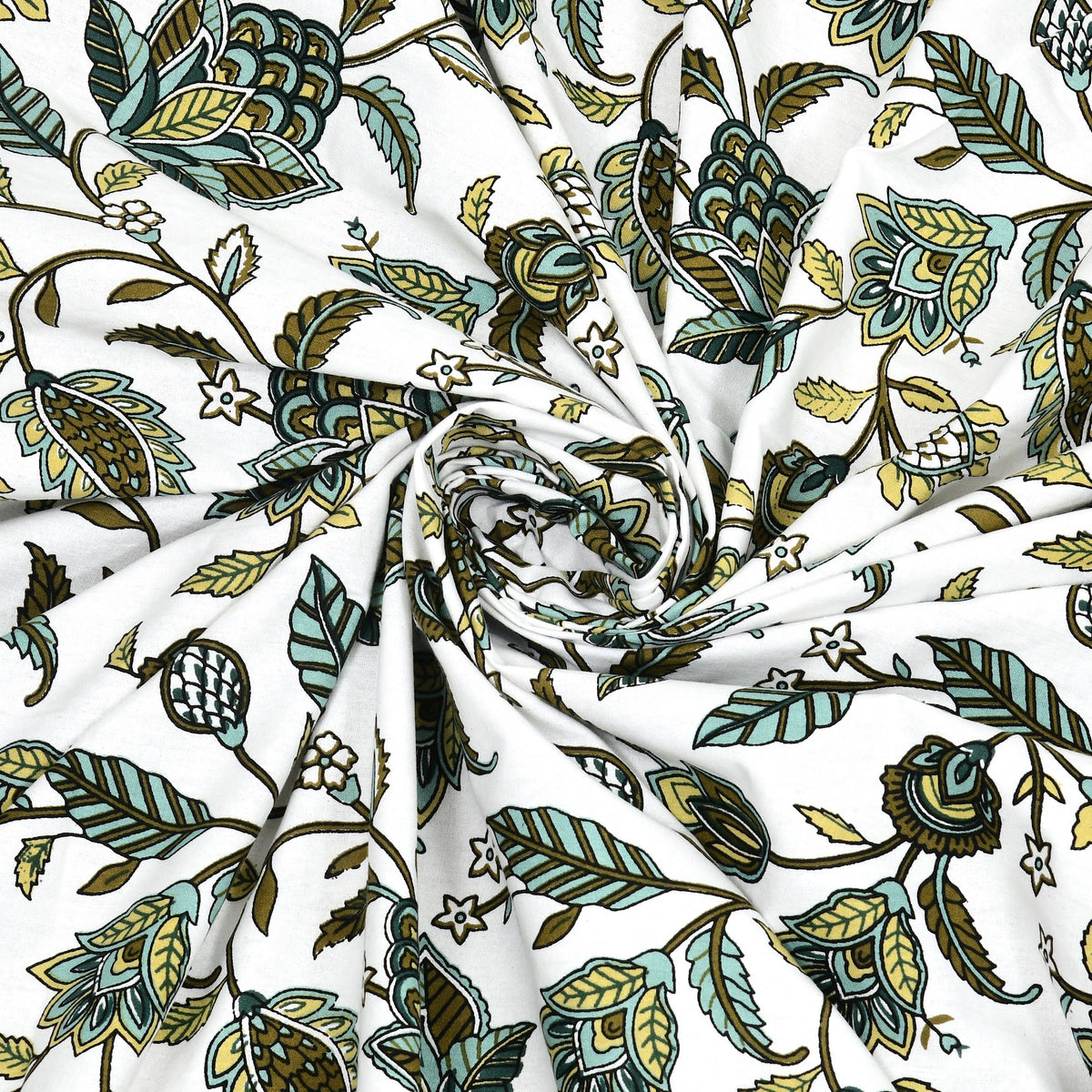 Kalashree Olive Leaf Jaal premium cotton double bedsheet 100x108 with 2 pillow covers – olive green – wholesale Jaipur – view 2