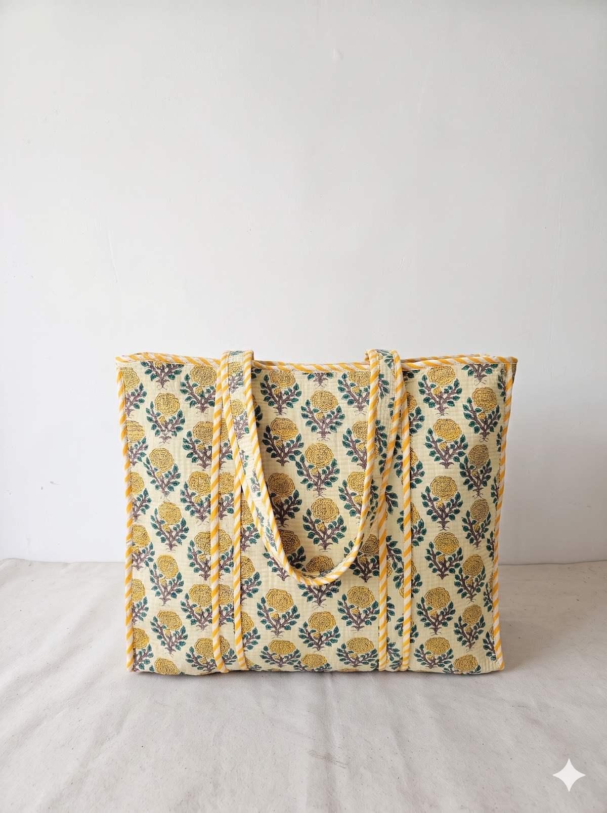 Jaipuri Printed Quilted Cotton Tote Bag | Peela Buta – Yellow Buta | 18x18 inch | Zipper & Inside Pocket | Wholesale Tote Bag 11VUyP2mCa9hxIufYr6lrSTJP2Bh126E3_w2000