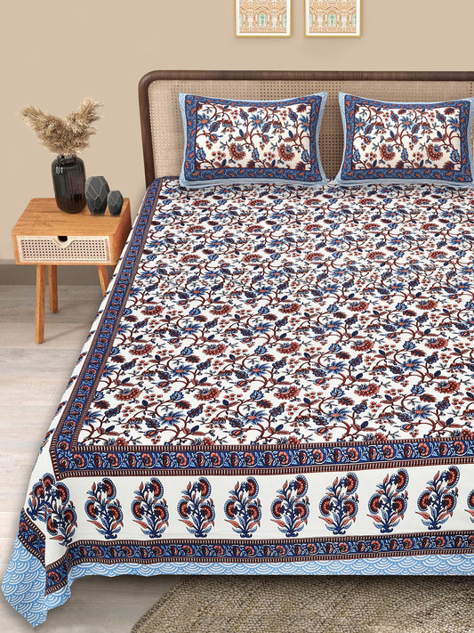 Elegant Cotton King Size Jaipuri Print Bedsheet | Srishti Textile