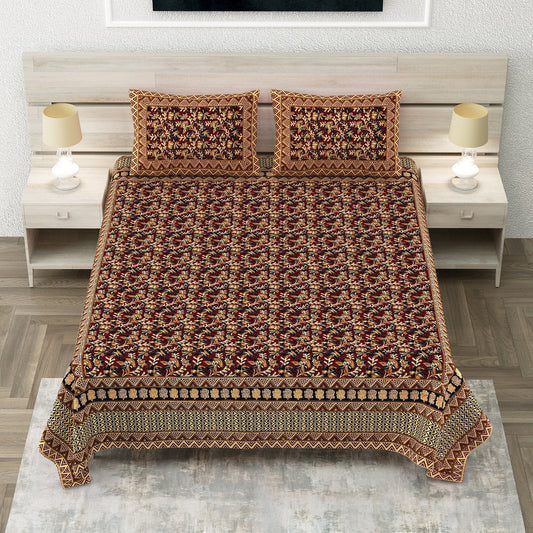 Royal Sanganer Brown Kalamkari Jaal Pure Cotton Double Bedsheet 90x108 with 2 Pillow Covers Bedsheet 1216sghnX3zkIFYWLQ0hDqOKfEp3uSGPq_w2000
