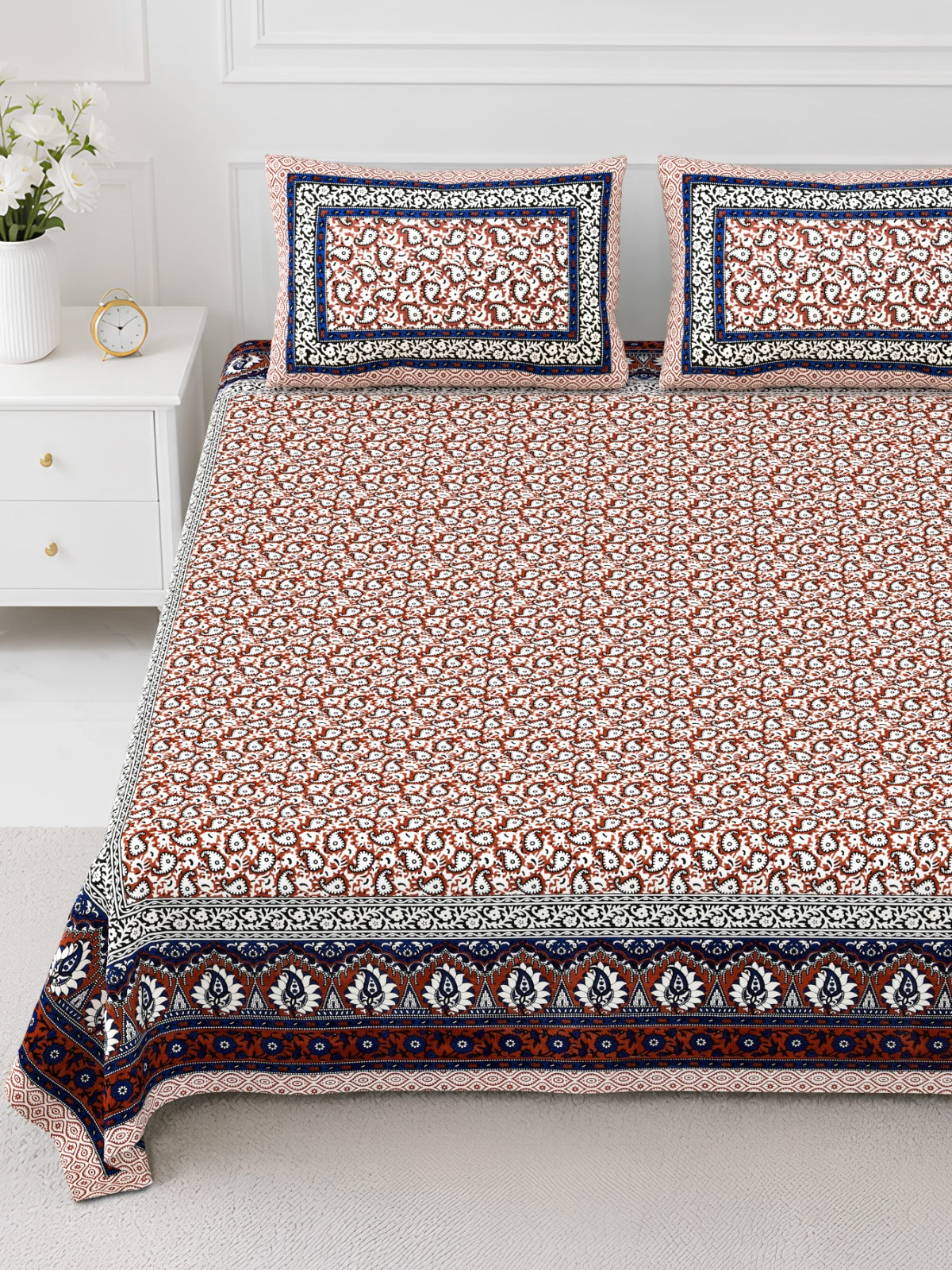 Elite Rust Pink Floral Jaal Cotton Double Bedsheet 90x108 with 2 Pillow Covers Bedsheet 1299gJU_xYZLyX4gOi4pqyb5E4Yzp1Oqk_w2000