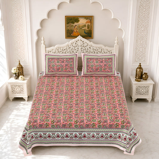 Premium Royal Block Rose Floral Jaal Cotton Double Bedsheet 90x108 with 2 Pillow Covers Bedsheet 12oXtdy3vhmwdLnpU_kcBh7Bj0uLjhxgl_w2000