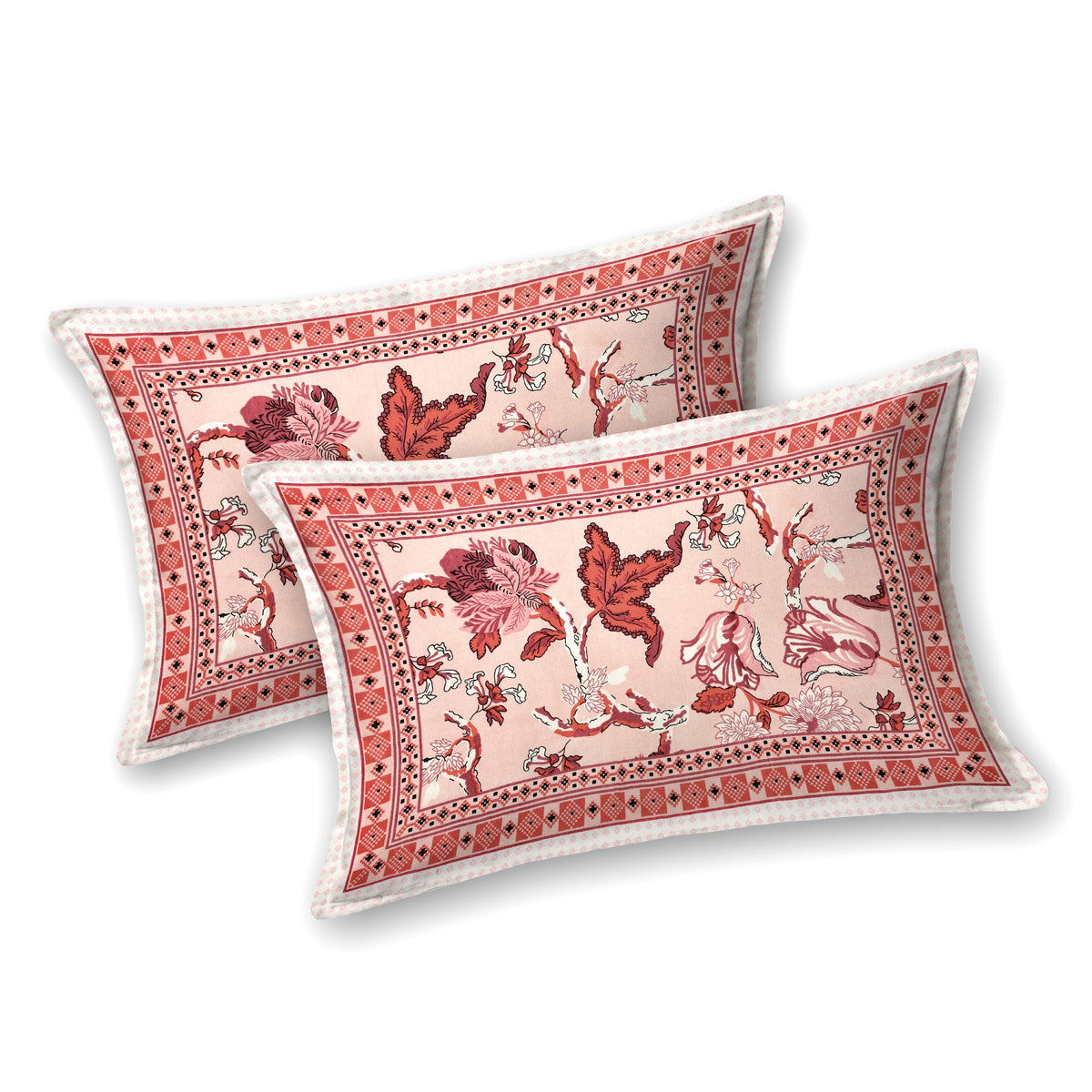Coral Red Bird Floral pure cotton double bedsheet 90x108 – Unnati collection – view 5