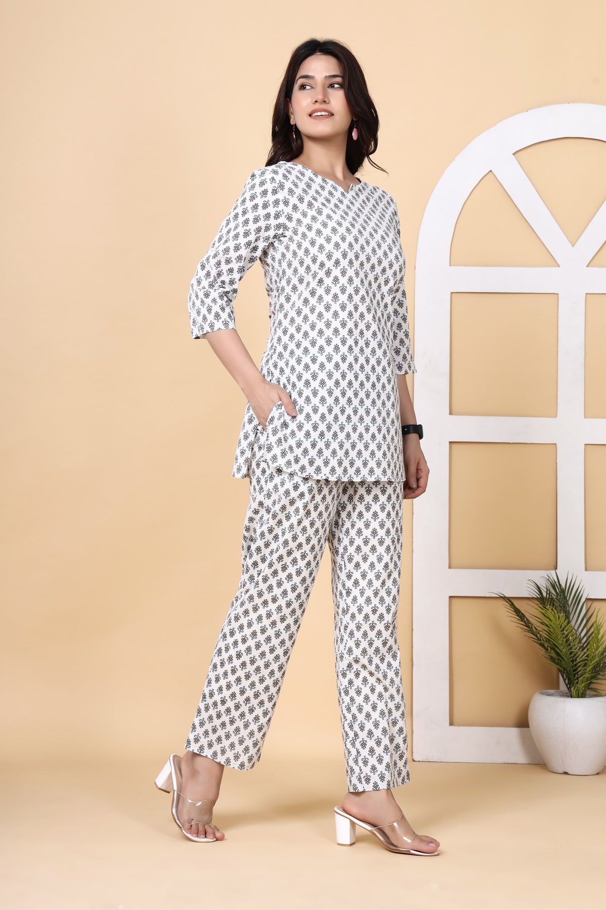 Grey Booti printed co-ord set – make to order wholesale – view 3