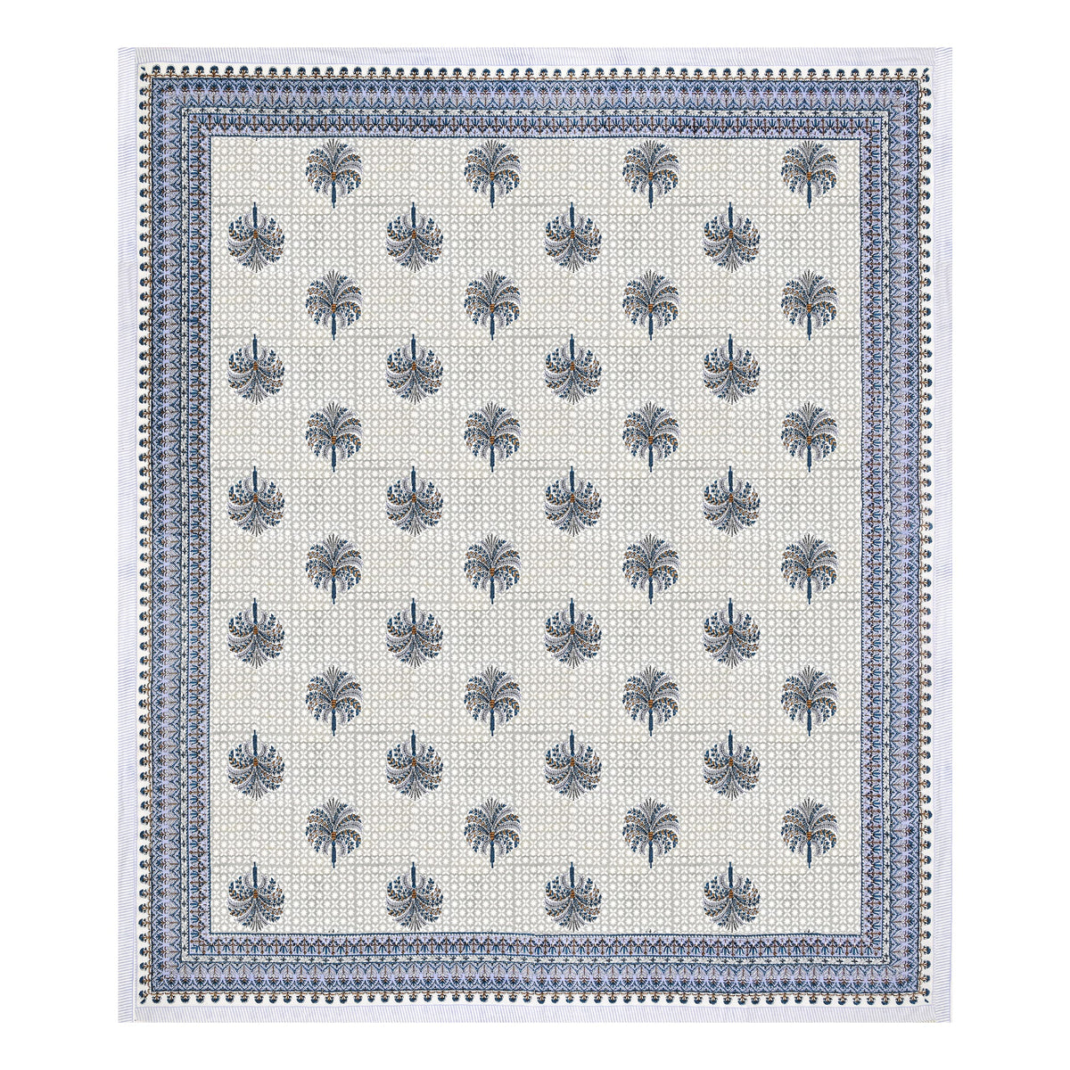 White Indigo Palm Buta pure cotton double bedsheet 90x108 – Unnati collection – view 3
