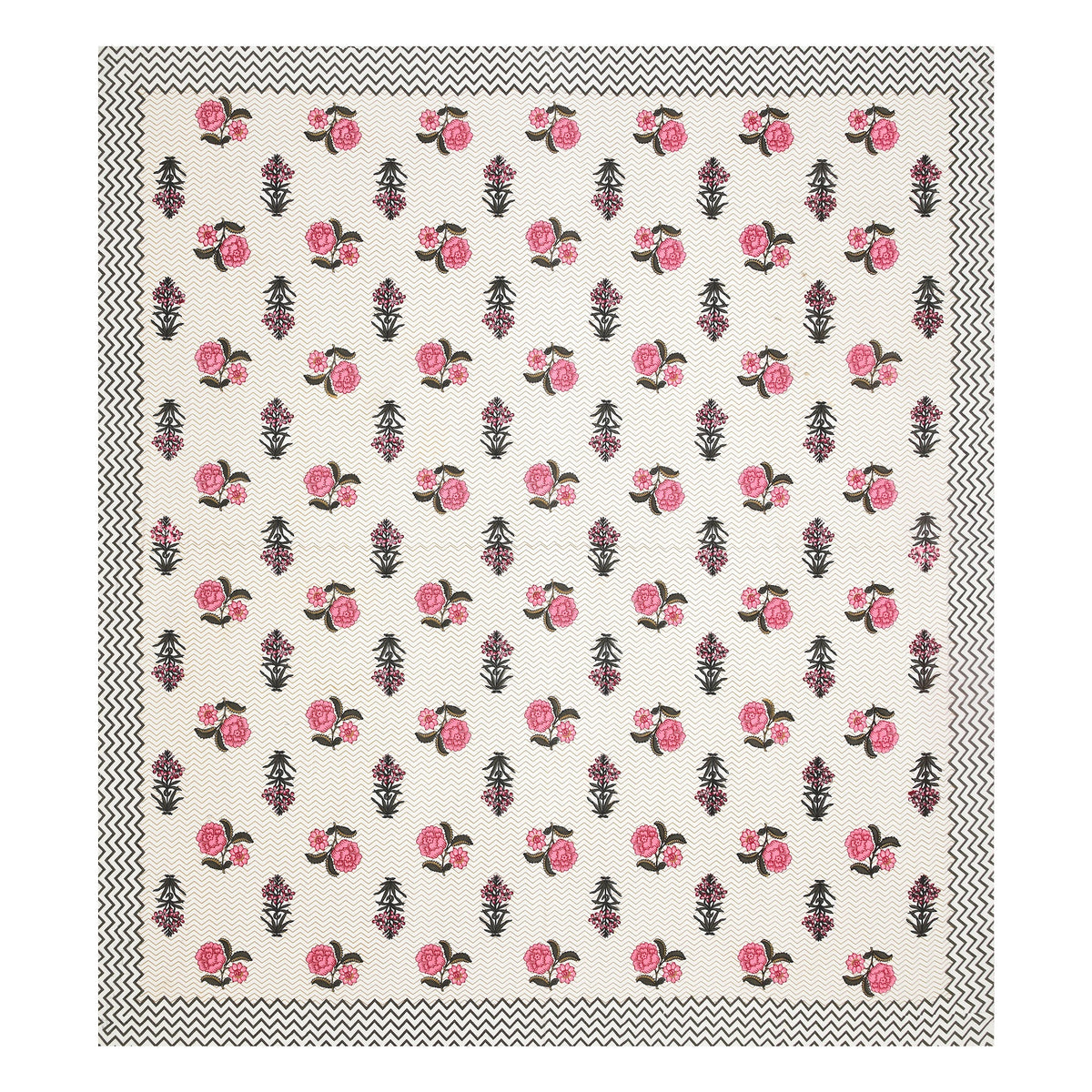 Kalashree Pink Rose Chevron premium cotton double bedsheet 100x108 with 2 pillow covers – pink – wholesale Jaipur – view 5