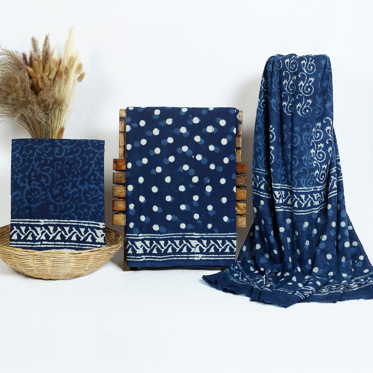 Hand Block Print Cotton Suit Material with Mulmul Dupatta | Neel Chandrama – Navy Moon Dot | Navy & White | Wholesale Suit Material 15YkHUrHr-dzRGGa9VZrOAefwTVdZwpKQ_w2000