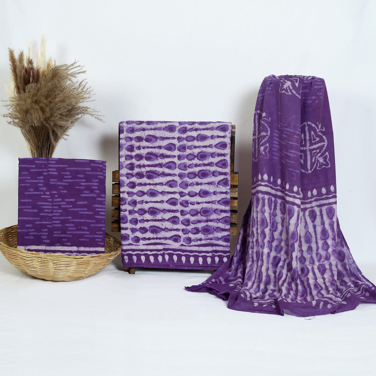 Hand Block Print Cotton Suit Material with Mulmul Dupatta | Lavender Leheriya Buta – Lavender Stripe Buta | Lavender & White | Wholesale Suit Material 15iwKKk3_mgPAQF93TDCLRJN-ViQuSccI_w2000