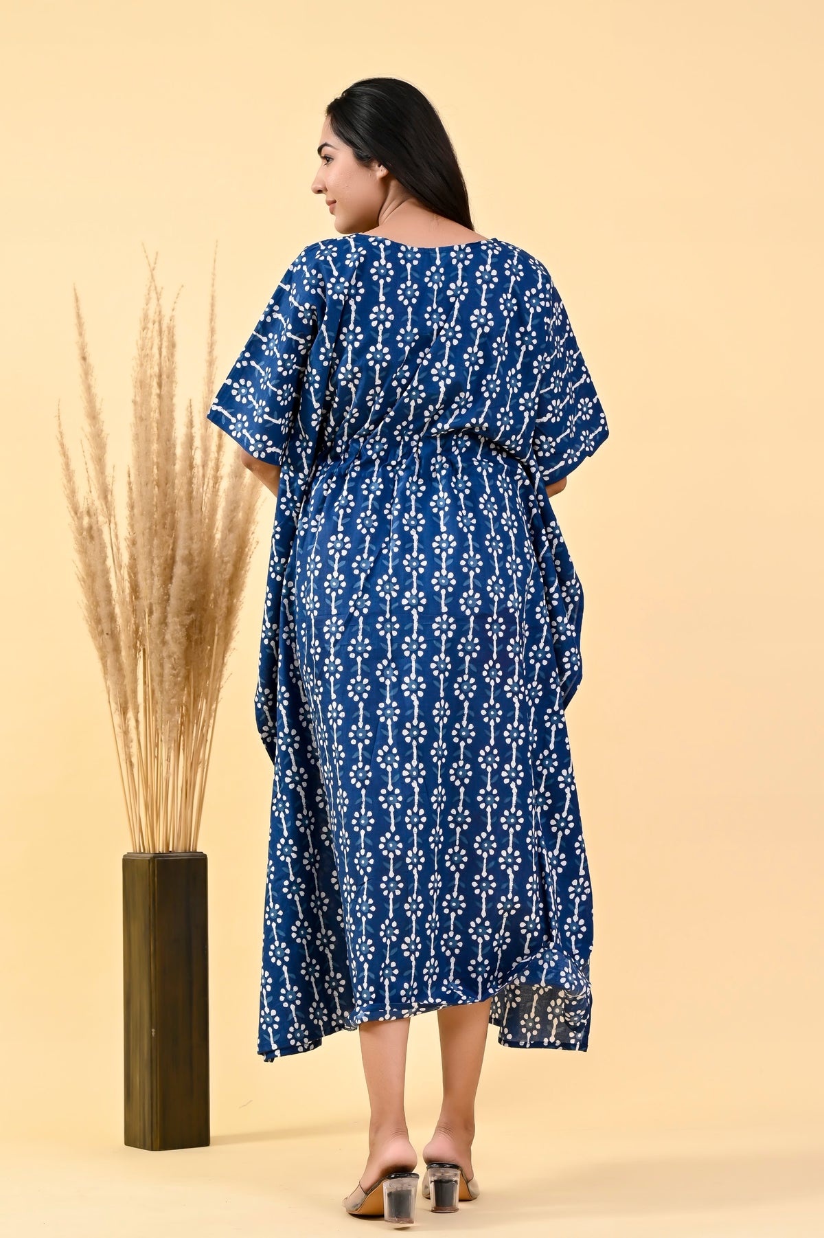 Indigo Blue Buta long kaftan – make to order wholesale – view 2