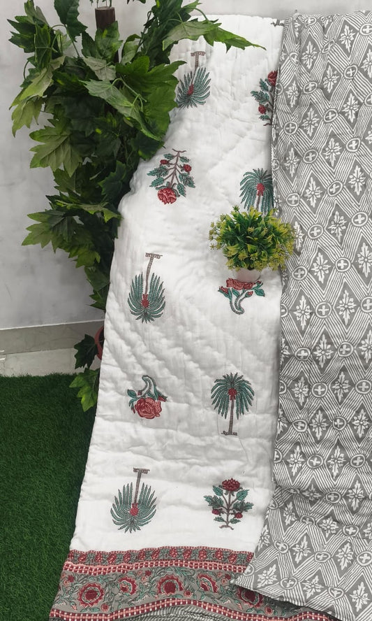 White Pink Tree Buta Grey Reverse Jaipuri Mulmul Razai – Reversible, Cotton Filled Razai 1645ebpquJfEq6_bvLSlpX_rg7sV1Tiea_w2000
