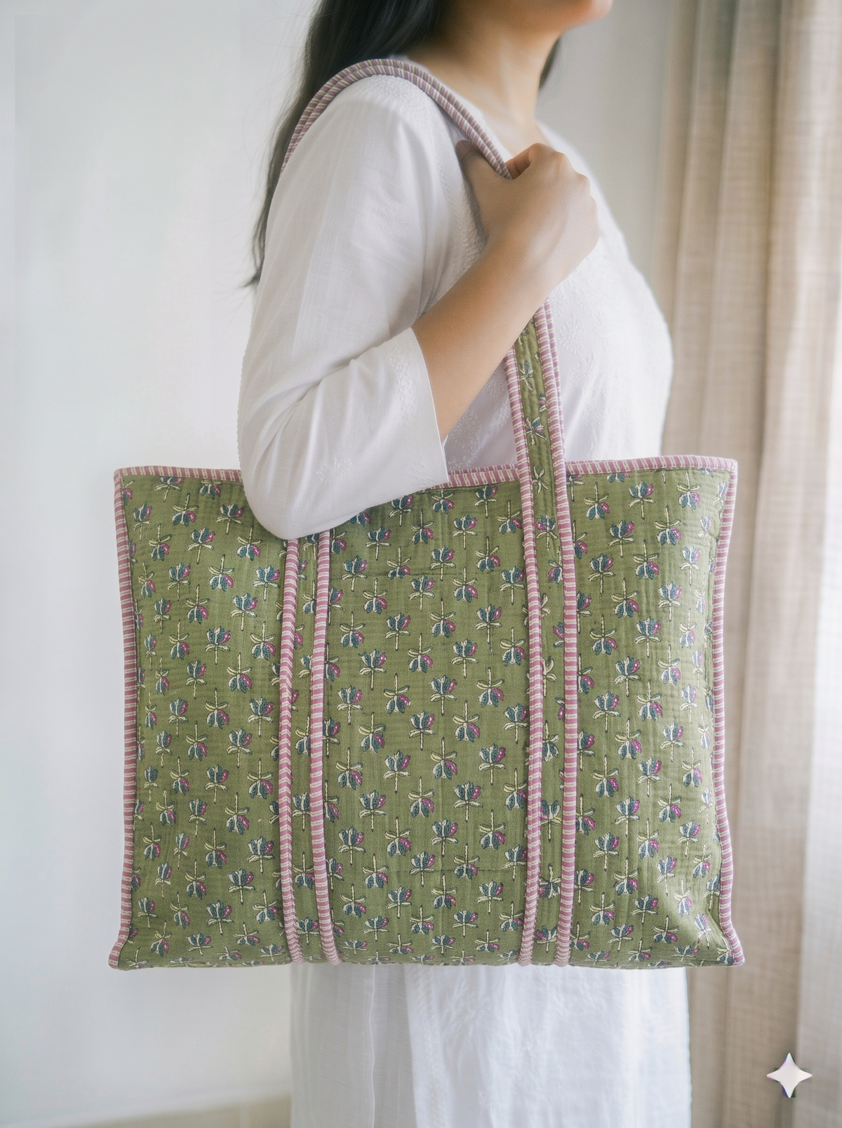 Jaipuri Printed Quilted Cotton Tote Bag | Zaitun Buti – Olive Buti | 18x18 inch | Zipper & Inside Pocket | Wholesale Tote Bag 164chSxZK8r5O9sdrRNR9NQtHL12Wfq_V_w2000