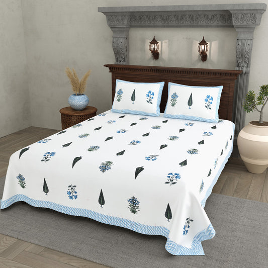 Moti Buta Blue Scatter Buta Cotton Double Bedsheet 90x108 with 2 Pillow Covers Bedsheet 16GalqUt572PNDfjvEL8IKd0y1k--kCxP_w2000
