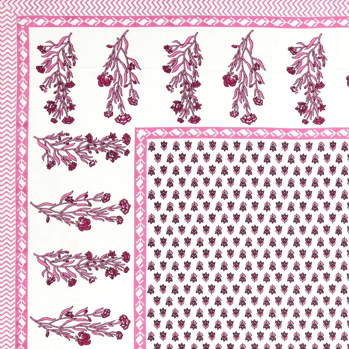 Elora Pink Buti Border Murugan Cotton Single Bedsheet 60x90 with 1 Pillow Cover Bedsheet 16ZLfIoX_m99OjcrpEFnRBoqZ-I7a46u5_w2000