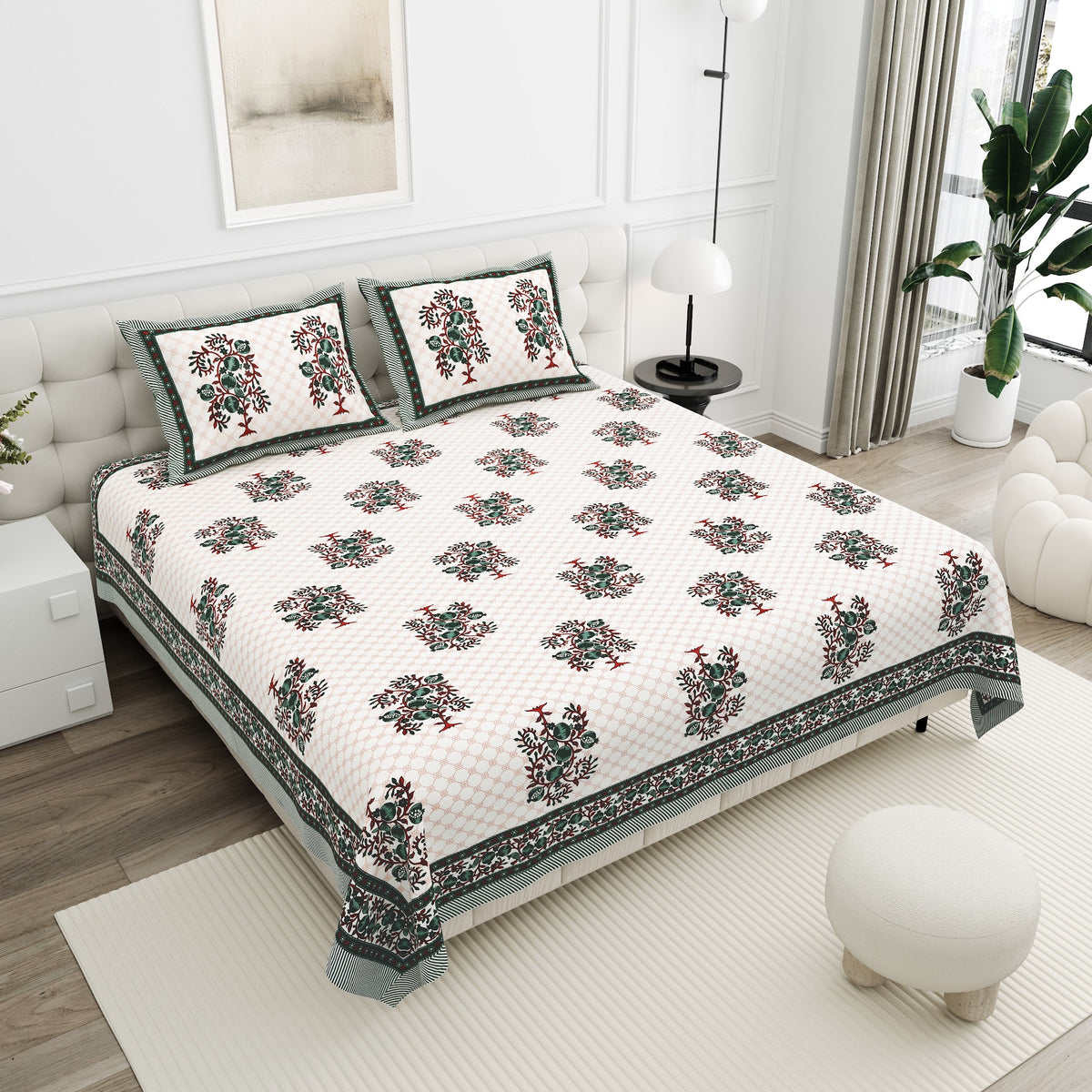 Moti Buta Black Big Buta Cotton Double Bedsheet 90x108 with 2 Pillow Covers Bedsheet 16b5itSCUgGVKl_YR8N-vJR3dNWrxTsqy_w2000