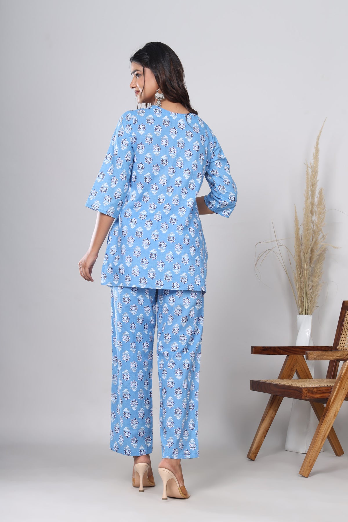 Sky Blue Buta printed co-ord set – make to order wholesale – view 2