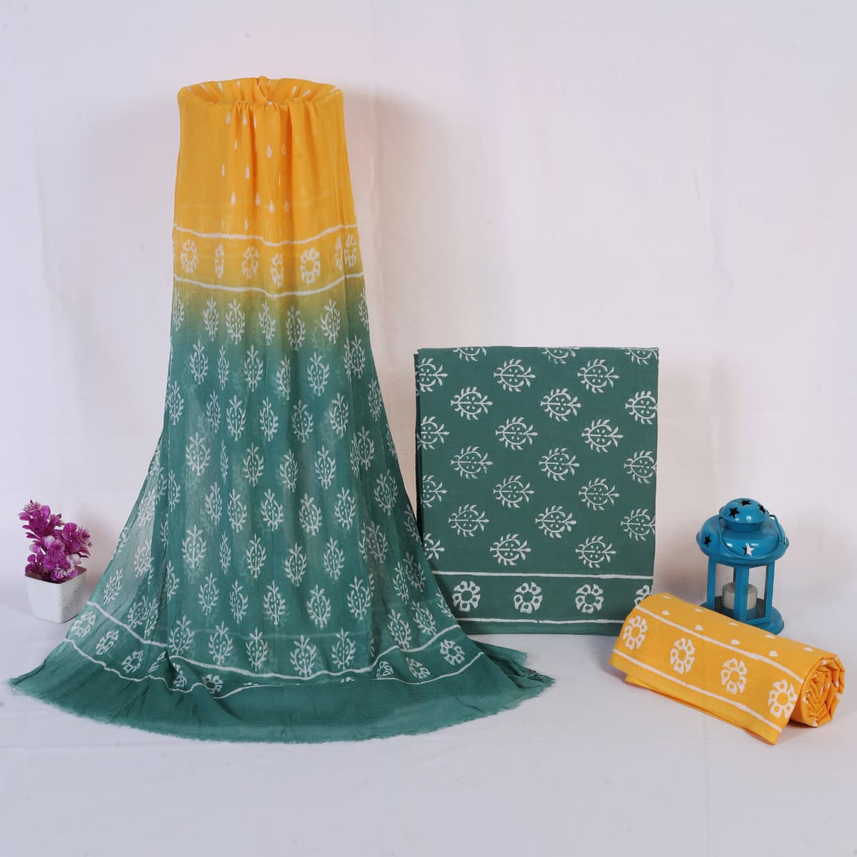 Yellow Teal Ombre Hand Block Print Cotton Suit with Chiffon Dupatta – Unstitched 3 Piece Suit Material 17djieeVokNq1eo3cEe5Jlrse6tZ3vGTT_w2000