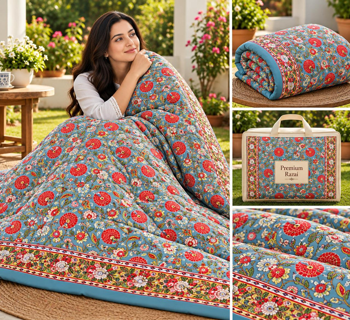 Steel Blue Red Rose Jaipuri Mulmul Razai – Reversible, Cotton Filled Razai 18rdMZdLoUgl4LETxFnQYit46ai8J5-NK_w2000