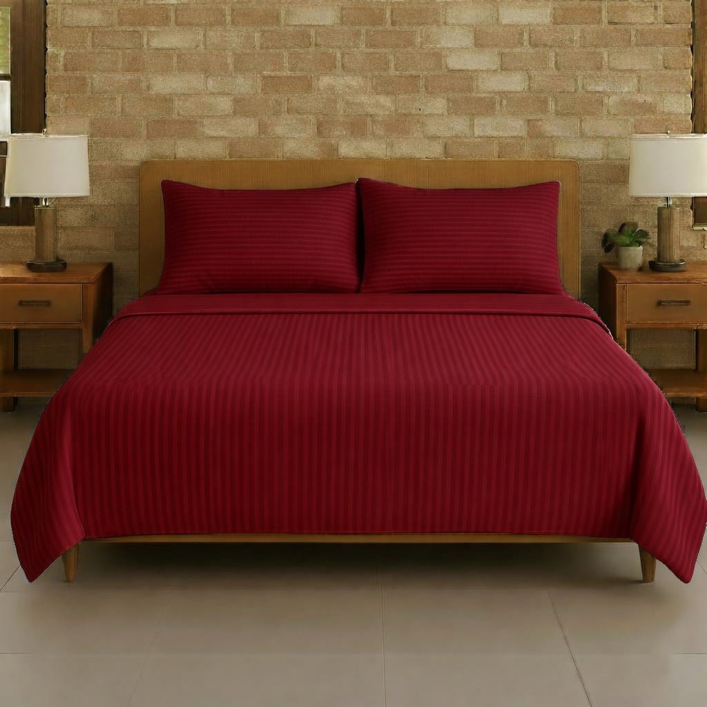 Plain Cotton Satin Stripe Double Bedsheet 93x108 with Pillow Covers | 10 Colours | Wholesale Maroon Bedsheet 18tzQMU5vjsVDcYmqAyO-nfvV8rCJQ8Bs_s0