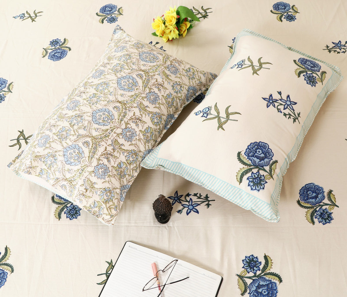 Prakriti Yuvraj Blue Rose Buta Pure Cotton King Size Bedsheet 108x108 with 2 Pillow Covers Bedsheet 19PZfV5iQy1w5pfx-6c_zi32d9P4nznRU_w2000