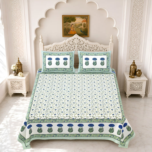 Premium Royal Block Blue Tulip Border Cotton Double Bedsheet 90x108 with 2 Pillow Covers Bedsheet 19WYJYH0k1iAzNHvhGCcnS3sJsXi94_kw_w2000