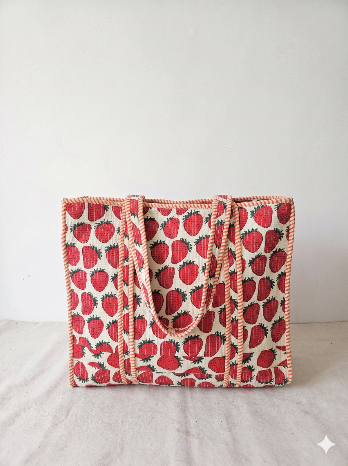 Jaipuri Printed Quilted Cotton Tote Bag | Laal Strawberry – Red Strawberry | 18x18 inch | Zipper & Inside Pocket | Wholesale Tote Bag 19bSVM0hOigNiw92P4NYtPJg5sSi60MEB_w2000