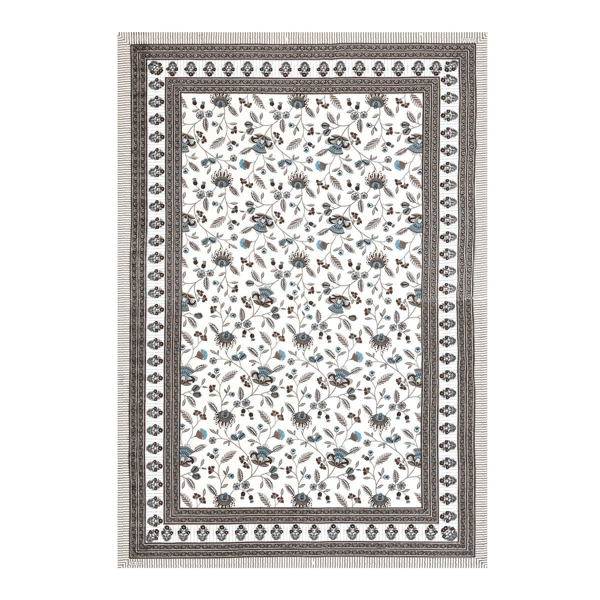 Elora Charcoal Floral Vine Murugan cotton single bedsheet 60x90 with pillow cover – charcoal – wholesale Jaipur – view 4