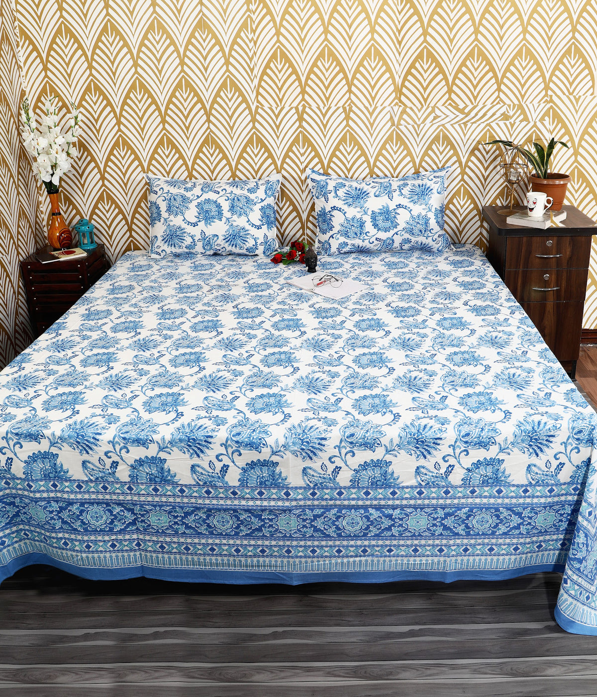 Bagru Mahal Blue Floral Jaal Cotton King Size Bedsheet 108x108 with 2 Pillow Covers Bedsheet 1A7MzZUgef3KYSs5m3IEl-XkHYpbOaiTI_w2000