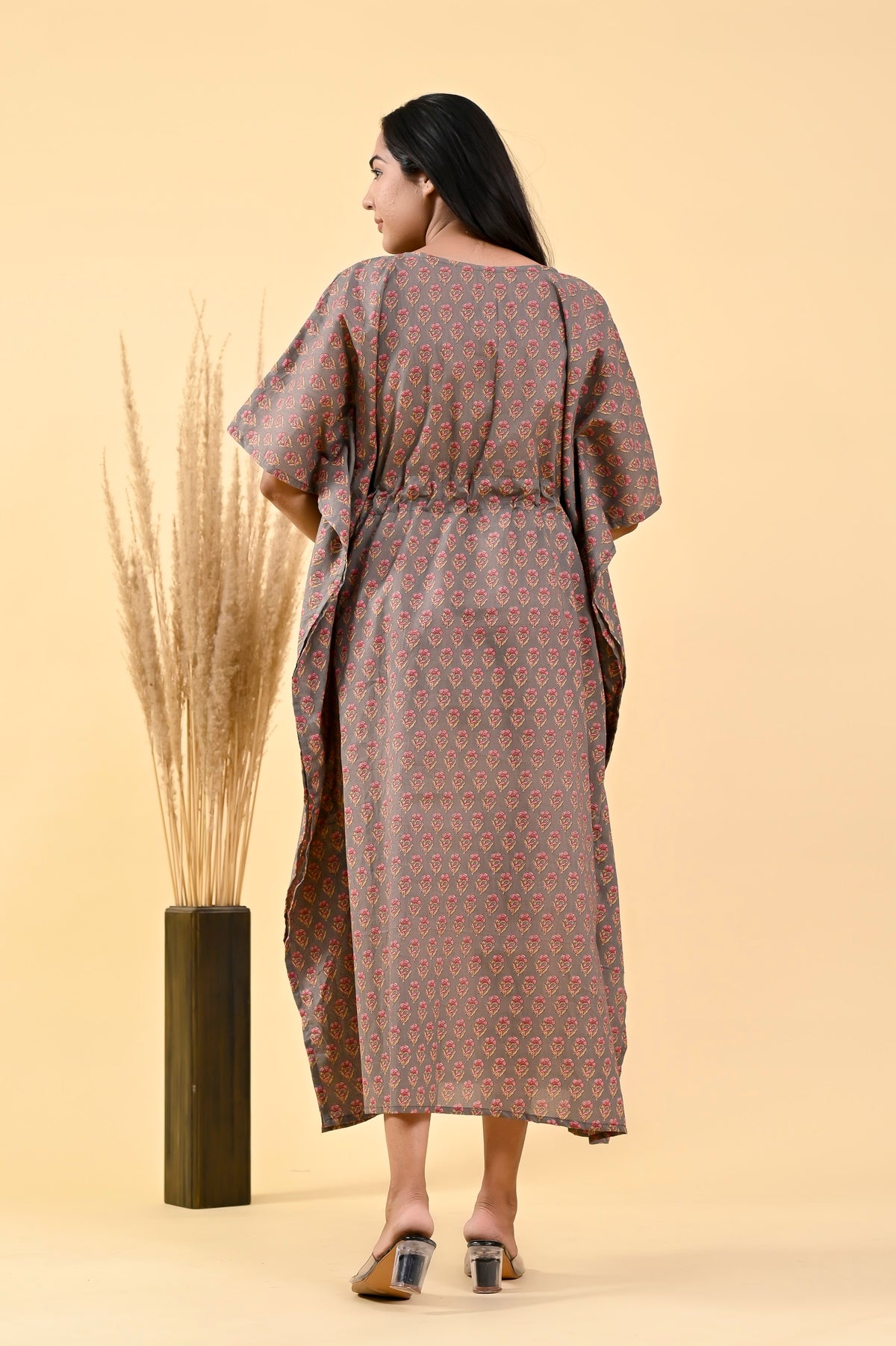 Printed Cotton Long Kaftan 50 inch – Taupe Floral (Make to Order) Ready to Wear 1ARQ0GM0x5V2H8dbXvt_mAvyXezhfKyOC_w2000