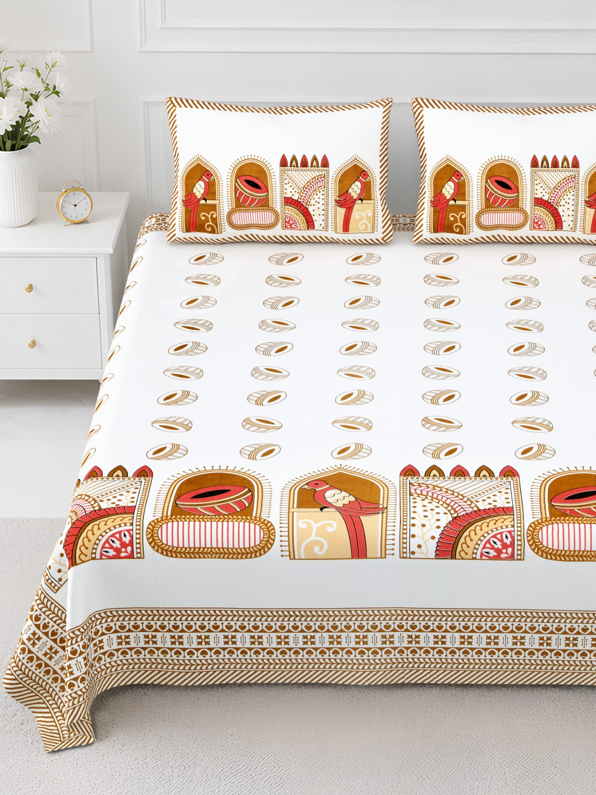 Elite Orange Mughal Arch Cotton Double Bedsheet 90x108 with 2 Pillow Covers Bedsheet 1Aa1lu68ceypsYMa6cJNFxkVcMpQawnrR_w2000