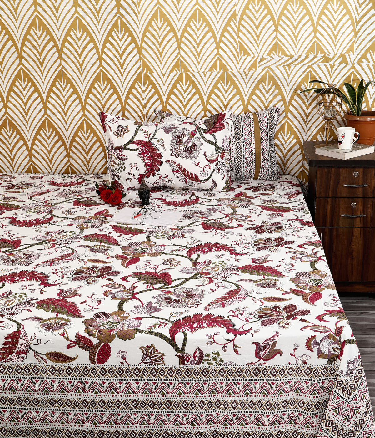 Bagru Mahal Maroon Kalamkari Floral Cotton King Size Bedsheet 108x108 with 2 Pillow Covers Bedsheet 1Amo2VtkCMtwEL18xN3K0EzJOfTXKThDr_w2000
