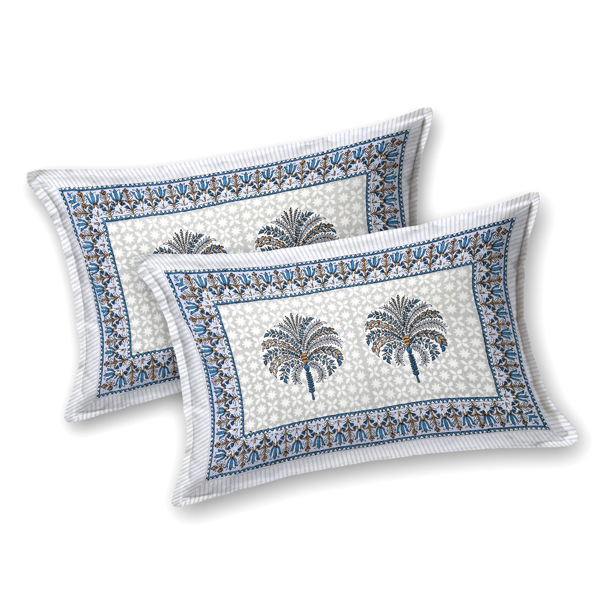 White Indigo Palm Buta pure cotton double bedsheet 90x108 – Unnati collection – view 5