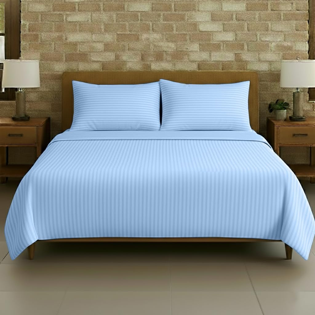 Plain Cotton Satin Stripe Double Bedsheet 93x108 with Pillow Covers | 10 Colours | Wholesale Sky Blue Bedsheet 1BEhrVeir8Q-hBwkNH69S4uyifsS1e0kd_s0