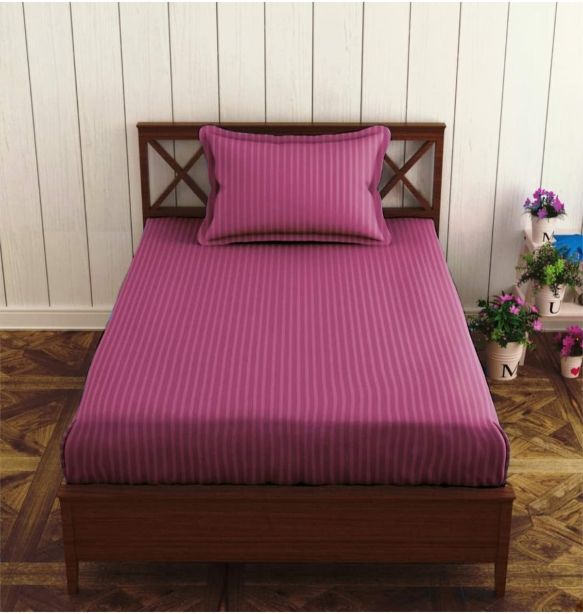 Plain Cotton Satin Stripe Single Bedsheet 63x90 with Pillow Cover | 8 Colours | Wholesale Rani Pink Bedsheet 1BGysLDB-aSFCSXWVoH7099B6zVCbDnlf_s0
